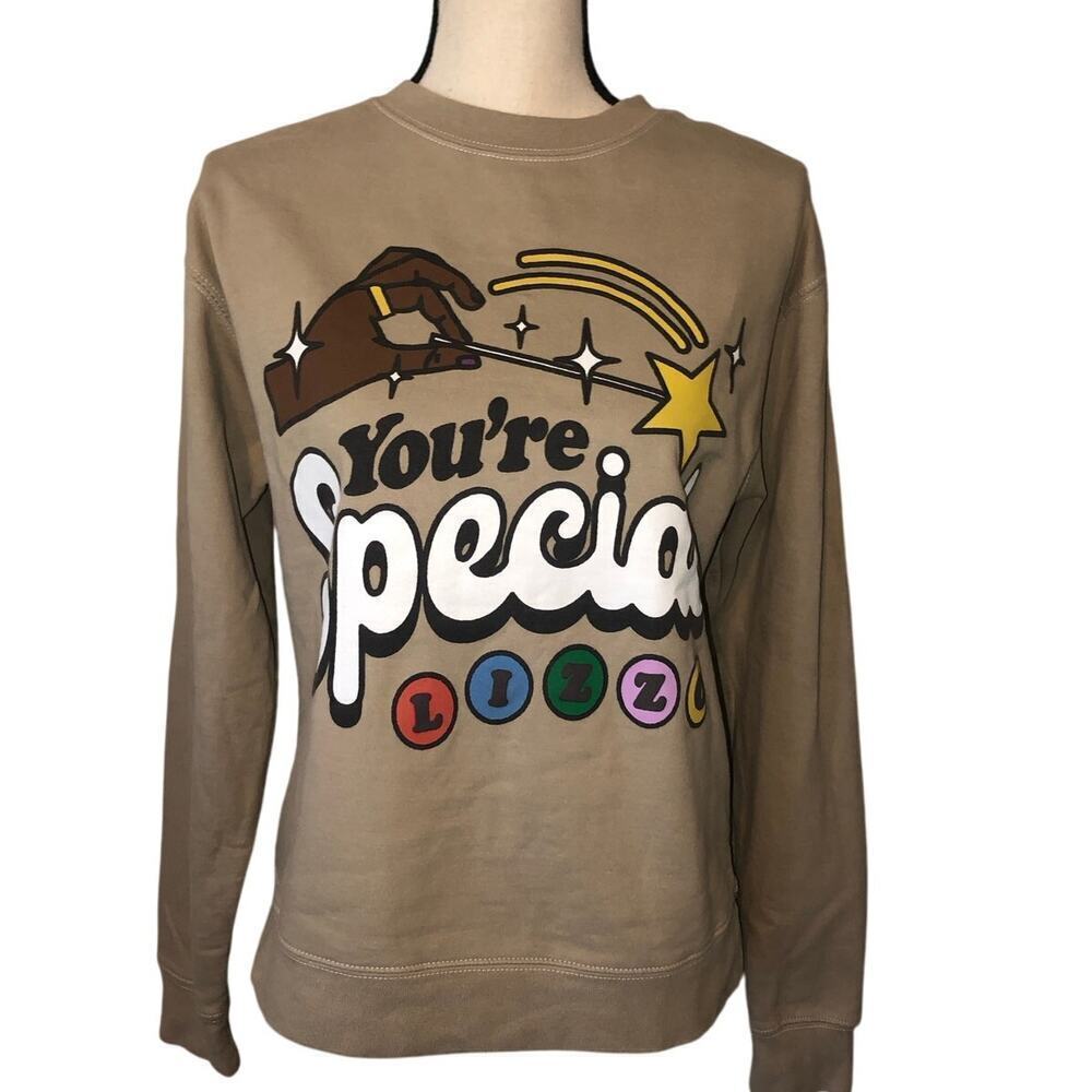 Lizzo Sasha Be Fluting Homecoming Crewneck Size S You're Special Khaki Tan